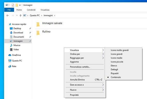 Cambiare visualizzazione icone su Esplora File di Windows 10