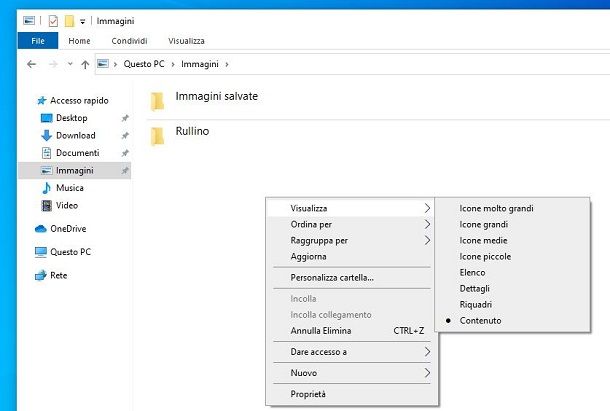 Cambiare visualizzazione icone su Esplora File di Windows 10