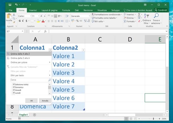 Come fare menu a tendina in Excel 