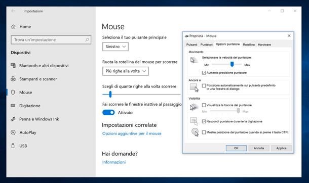 Come aumentare la sensibilità del mouse