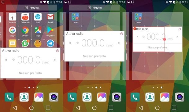 Come eliminare widget Android