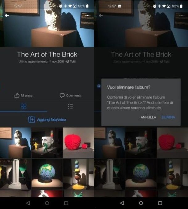 Come eliminare un album da Facebook con Android