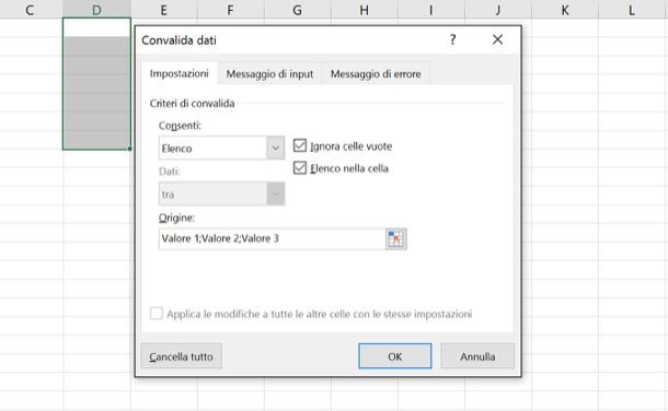 Come fare menu a tendina con Excel