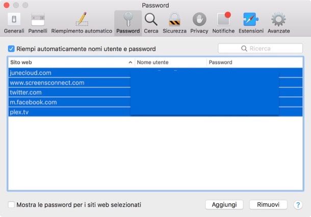 Come eliminare salvataggio password