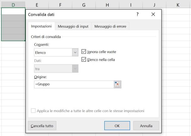 Come fare menu a tendina con Excel