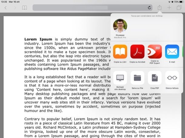 leggere pdf con safari