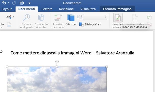 Come mettere didascalia alle immagini Word