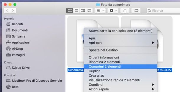 Zippare foto con macOS