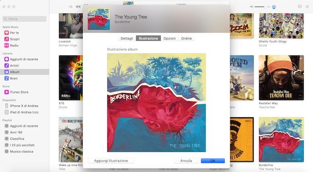 Aggiungere manualmente copertina album su Mac