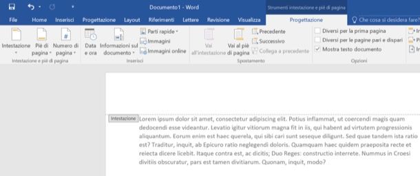 Intestazioni di Word