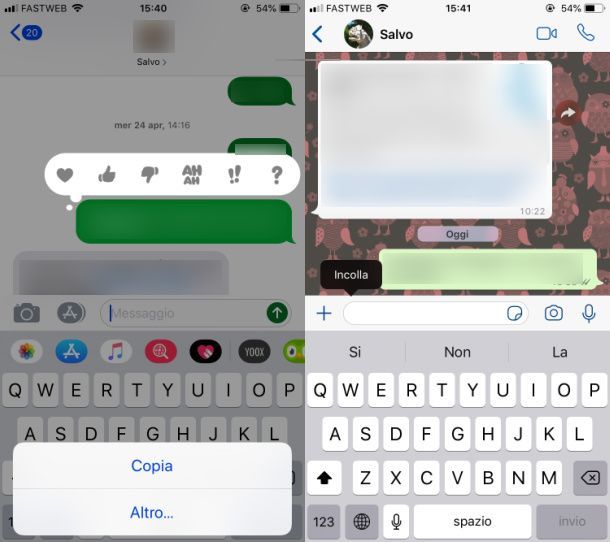 Inoltrare SMS su WhatsApp da iPhone