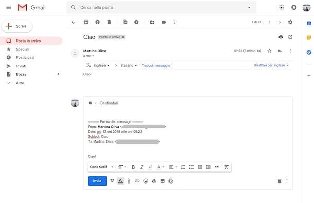 Come inoltrare la posta con Gmail