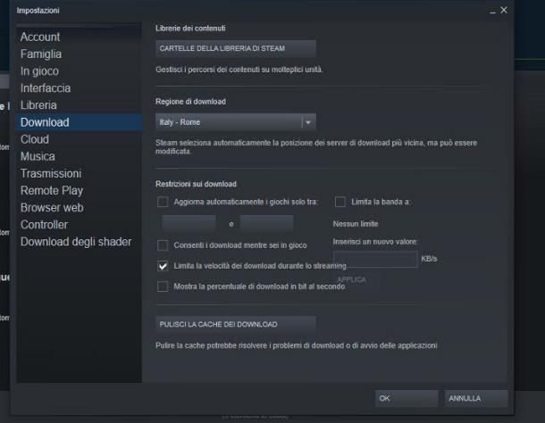 Come velocizzare i download su Steam