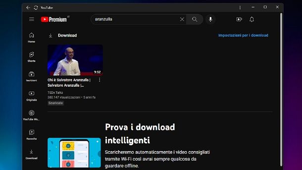 Video scaricato YouTube PC