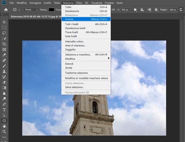 Seleziona inversa di Photoshop