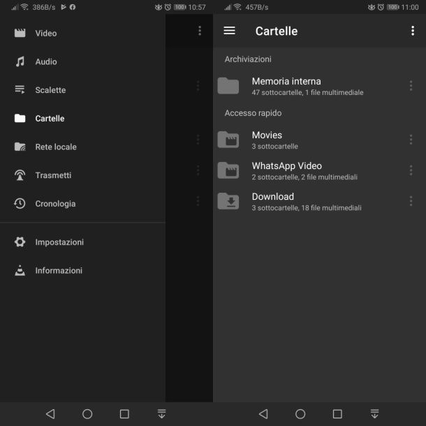 Vedere film sull'app di VLC