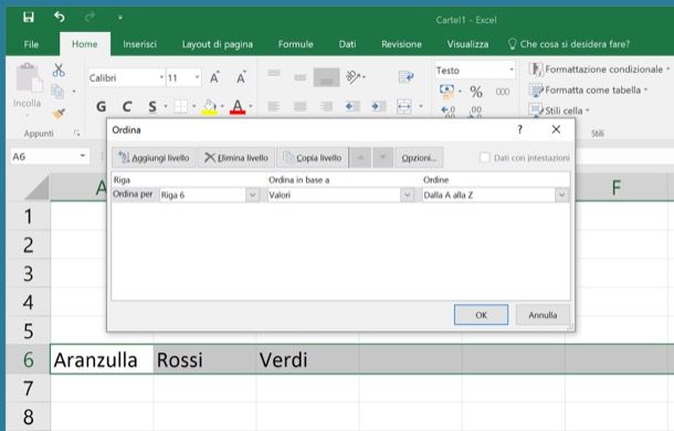 Come ordinare in ordine alfabetico su Excel