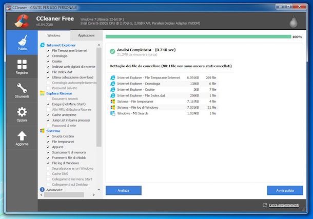 Programmi per ottimizzare Windows 7
