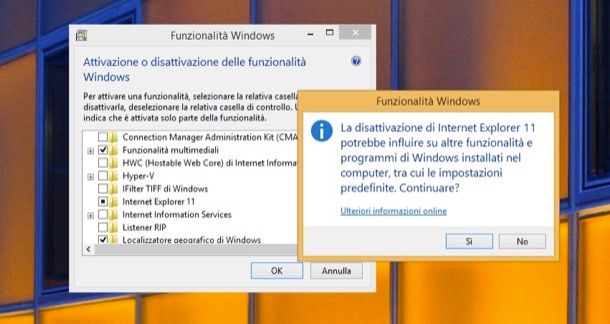 Disinstallare IE