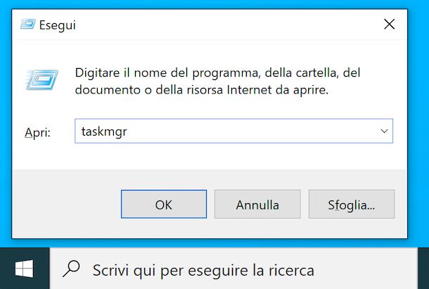 Task Manager Esegui