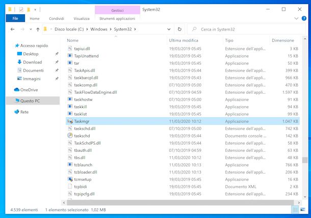 Task Manager Esplora file