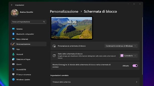 Modificare schermata di blocco Windows 11