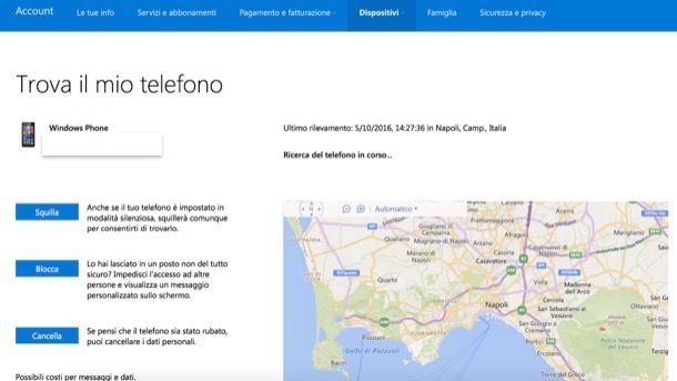 Traccia una posizione del telefono cellulare con Gestione periferiche