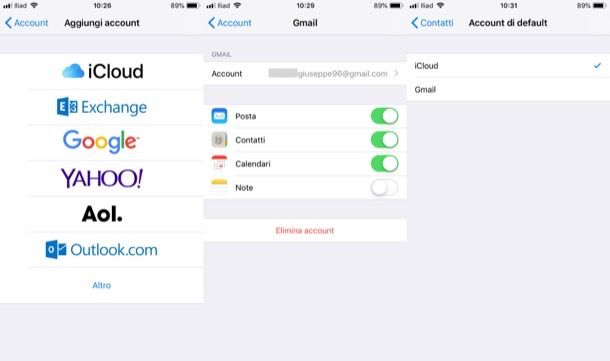 Email e contatti su iPhone