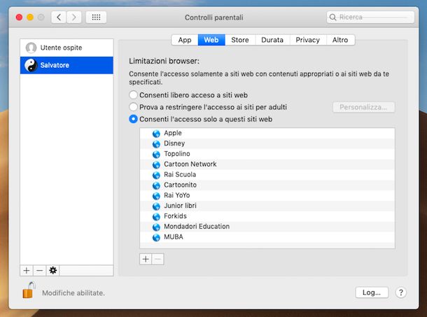 Controlli Parentali macOS