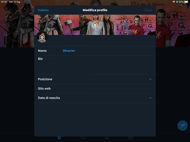 Personalizzare il profilo Twitter