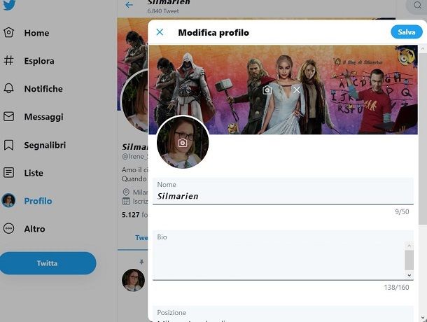 Personalizzare il profilo Twitter