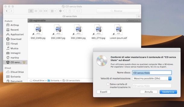 Masterizzazione DVD da Finder