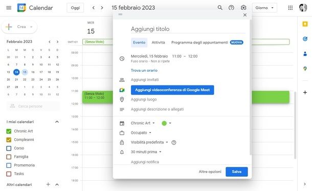 Google Calendar sito PC