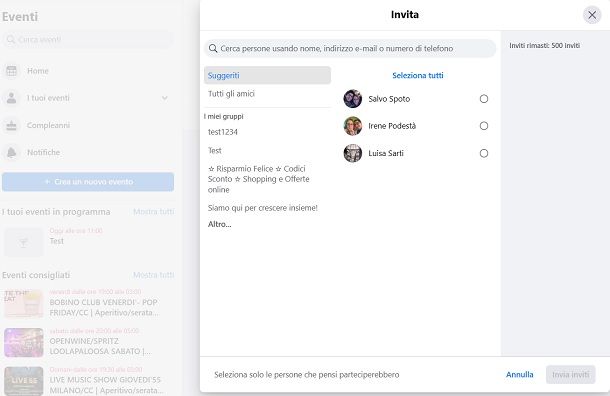 Come creare un evento su Facebook e invitare tutti gli amici