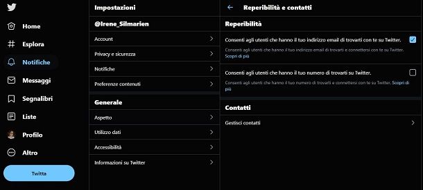 Contatti Twitter
