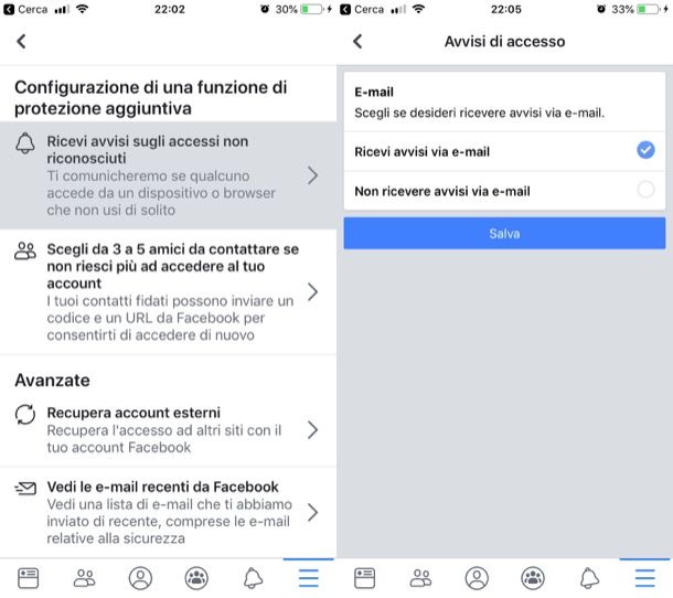 Ricevere avvisi di Facebook