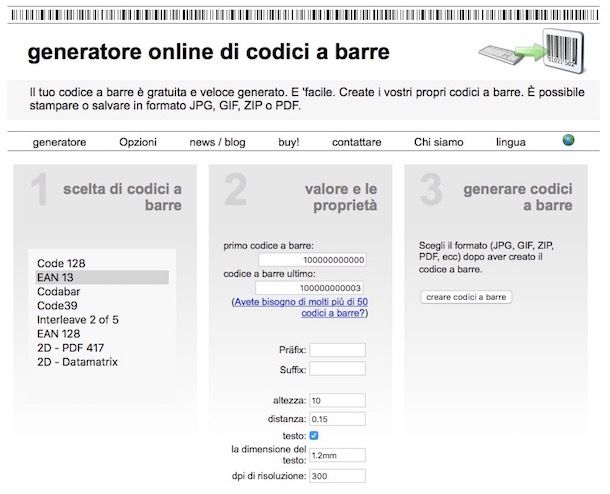 Come generare un codice a barre