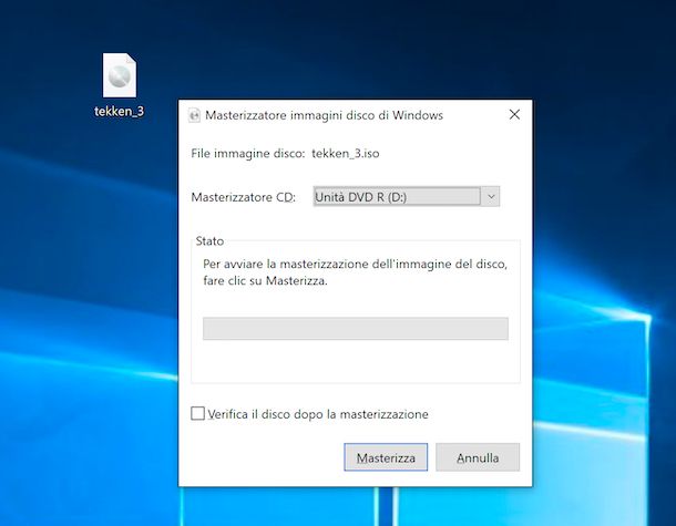 Masterizzare file ISO con Windows 10