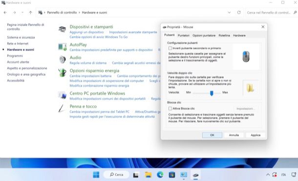 Cambiare velocità clic su Windows