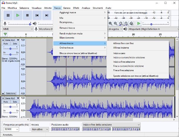 Come sovrapporre due canzoni con Audacity