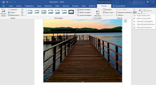 Come ruotare una foto in Word