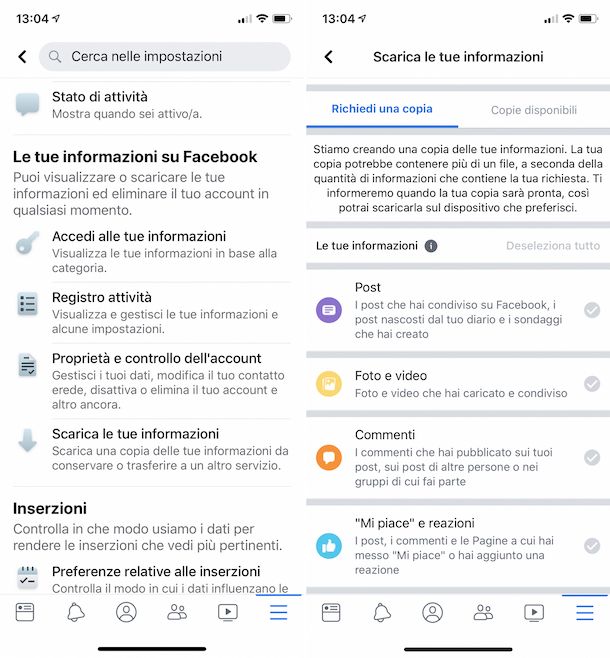 Download informazioni Facebook app