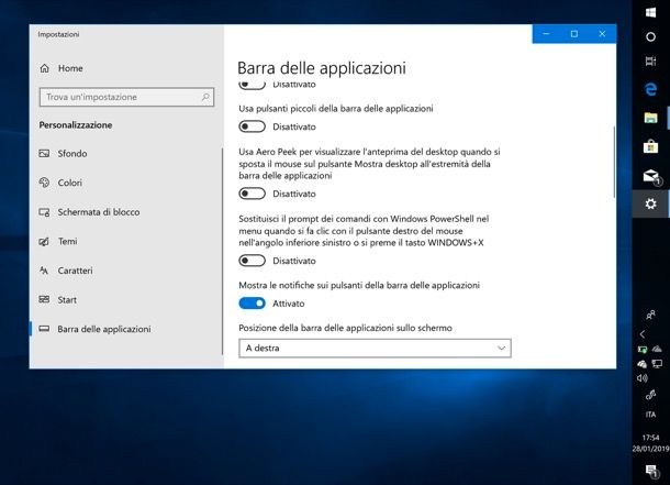 come spostare la barra start - ripristinare barra applicazioni windows 10