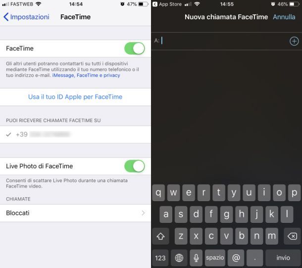 Videochiamare con l'app FaceTime