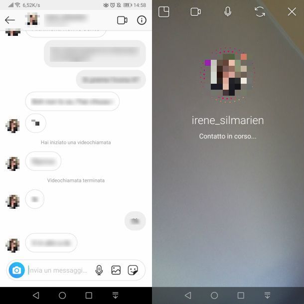 Videochiamare con l'app Instagram