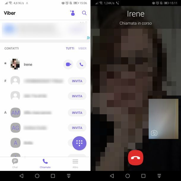 Videochiamare con l'app Viber