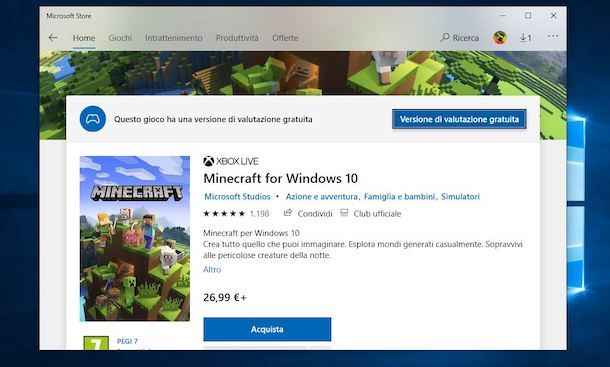 Come installare Minecraft su Windows 10