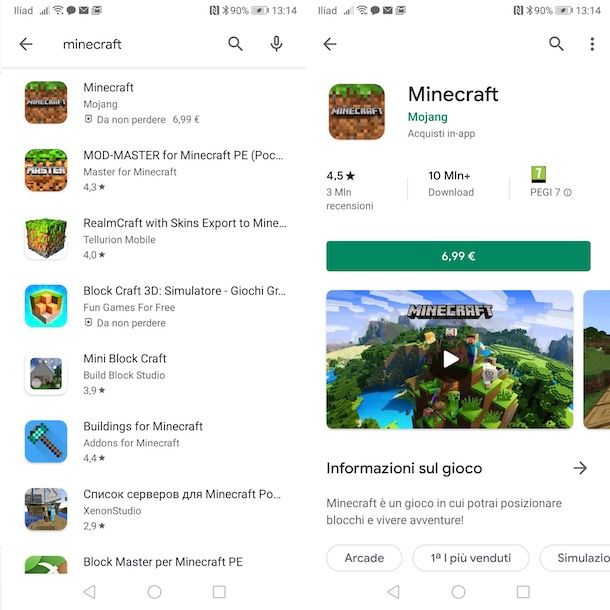 Minecraft per Android
