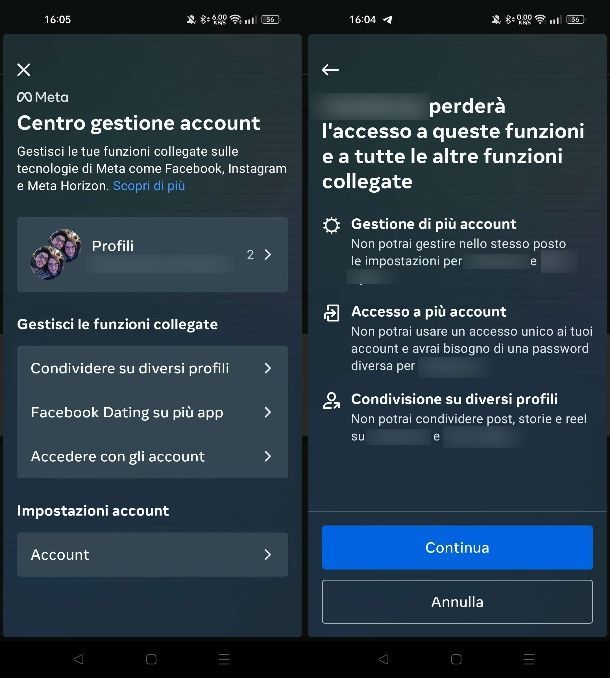 Come disattivare Facebook da Instagram