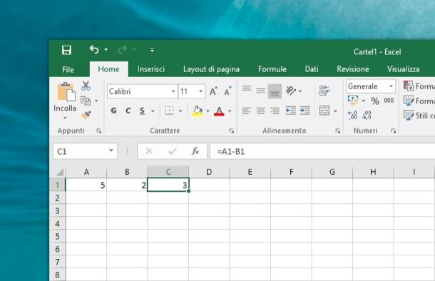 Come sottrarre con Excel
